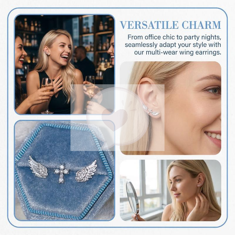 Luxury Lifestyle Party - Angel Wings Cross Earrings Luxury Vintage