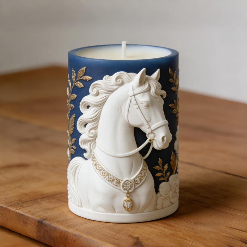 Blue Gold Embossed Horse Candl - Scented Candle Luxury 리뷰 및 가격